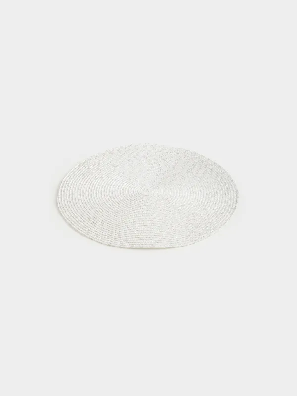 Placemat, 38 cm, polyester, round, milky, Ring mix, image-1
