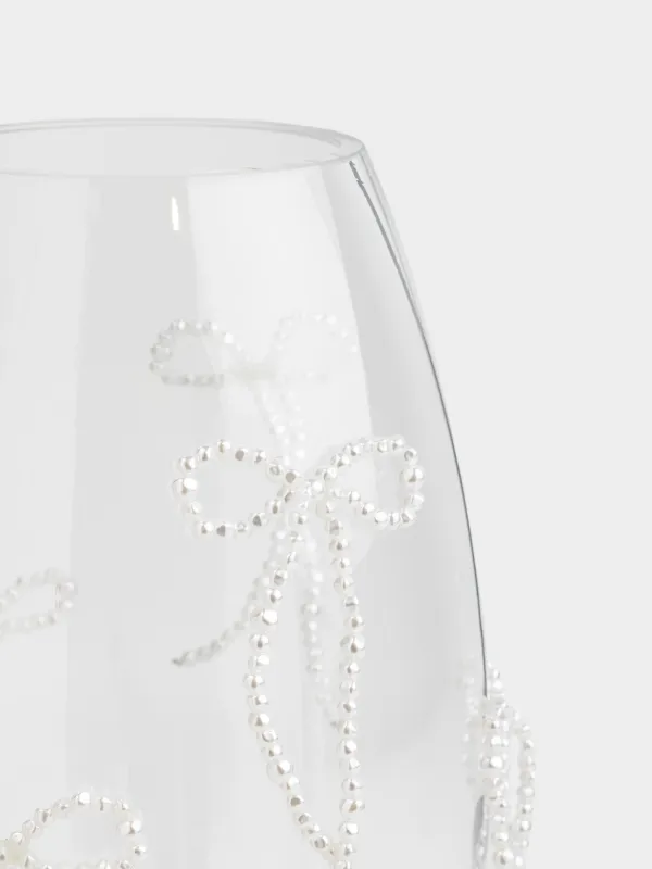 Flower vase, 30 cm, glass / plastic, Bows, Varieties pearl, image-1