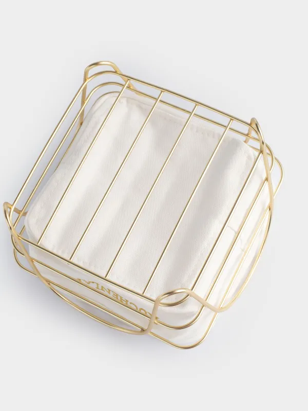 Bread basket, 21x21 cm, cotton / metal, square, ecru/gold, Twist gold, image-5