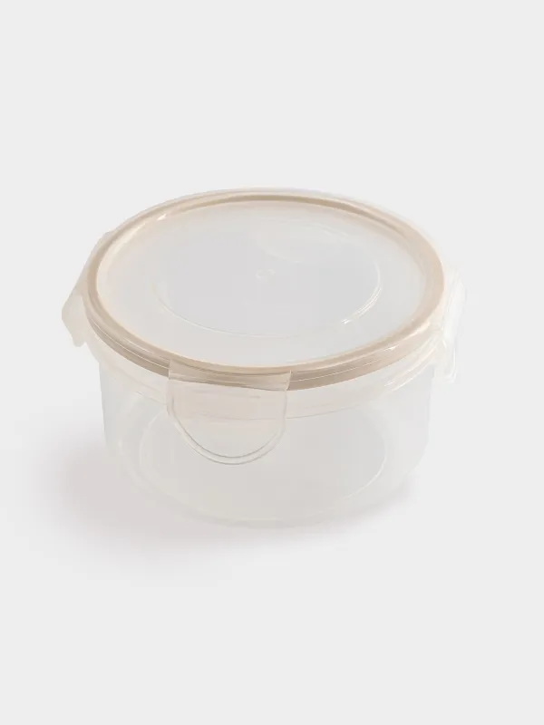 Container, 400 ml, with clips, plastic / silicone, round, beige, Roomy clip, image-3