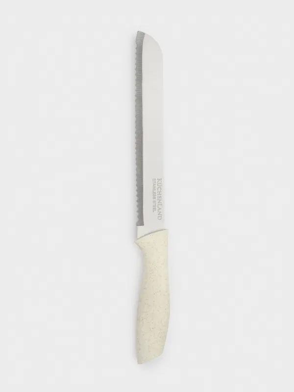 Bread knife, 20 cm, steel/plastic, milky, Speck-light, image-0