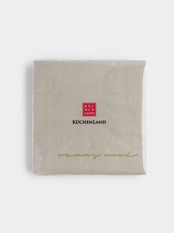 Paper napkins, 21x21 cm, 20 pcs, square, beige, Sunny mood, Scroll, image-3