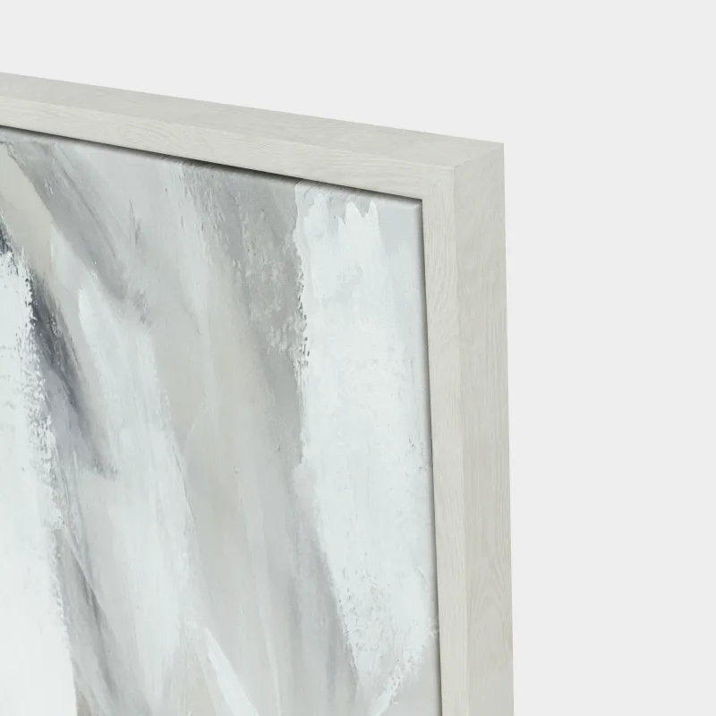 Framed painting, 80x120 cm, canvas, white and beige, Strokes, Abstract, image-3