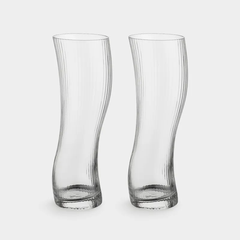 Drinking glass, 23 cm, 600 ml, 2 pcs, glass R, Bend, Ribby