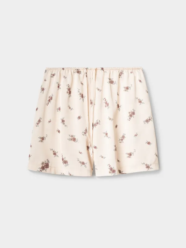 Women's shorts, homewear, size L, polyester, milky, Flowers, Roktania, image-4