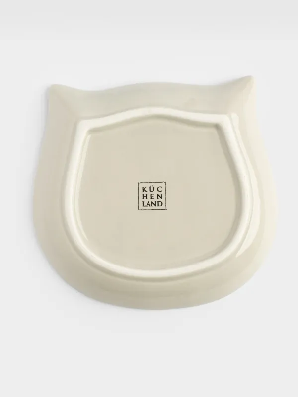 Pet bowl, 14x13 cm, 100 ml, flat, ceramic, grey, Cat, Whiskers, image-4