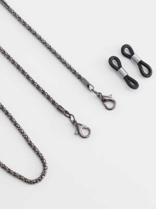 Eyeglass chain, 73 cm, metal, black, Weaving, Skye, image-1