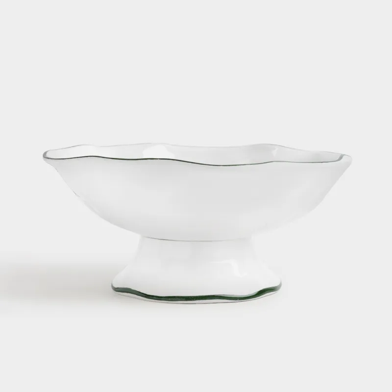 Fruit bowl, 27x12 cm, on a leg, ceramic, Horse, Christmas green