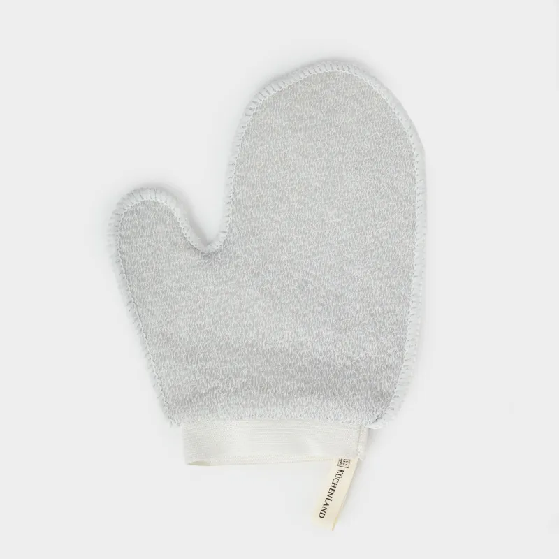 Washcloth-mitten for washing the body, 20x16 cm, nylon / cotton, gray-blue, Unique spa