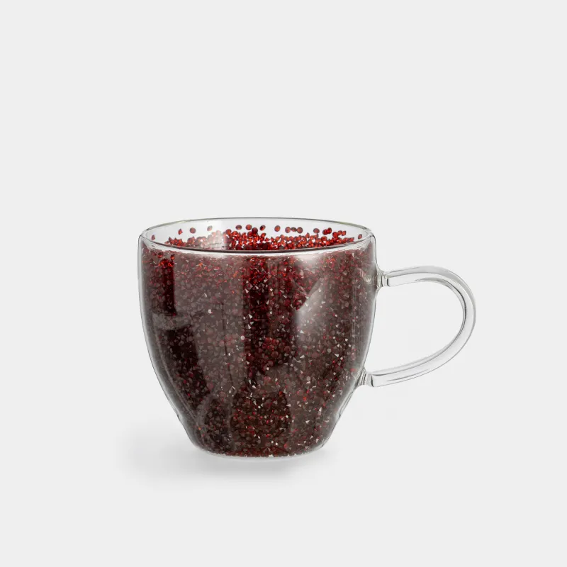 Mug, 300 ml, B glass, with red crystals inside, Air decor