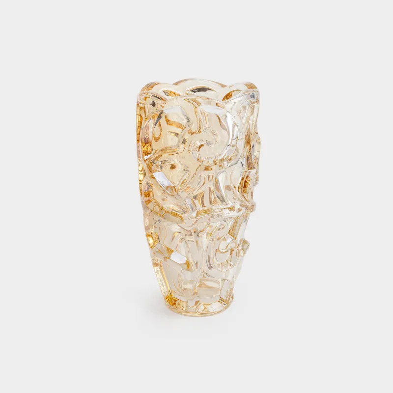 Flower vase, 29 cm, glass R, amber, Patterns, Gala