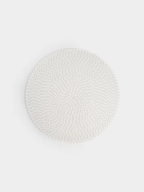 Placemat, 38 cm, cellulose / PET, round, silver-white, Straw, image-0