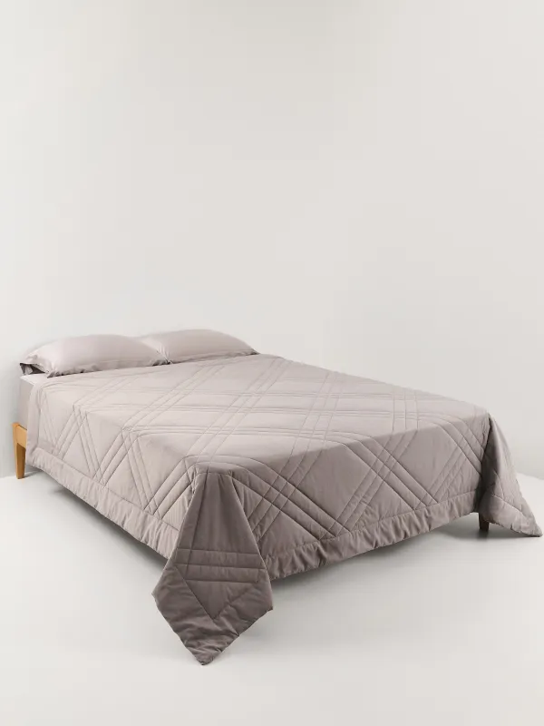 Bedspread, 220x240 cm, quilted, velvet/microfiber, gray-purple, Rhombuses, Stitch velvet, image-1