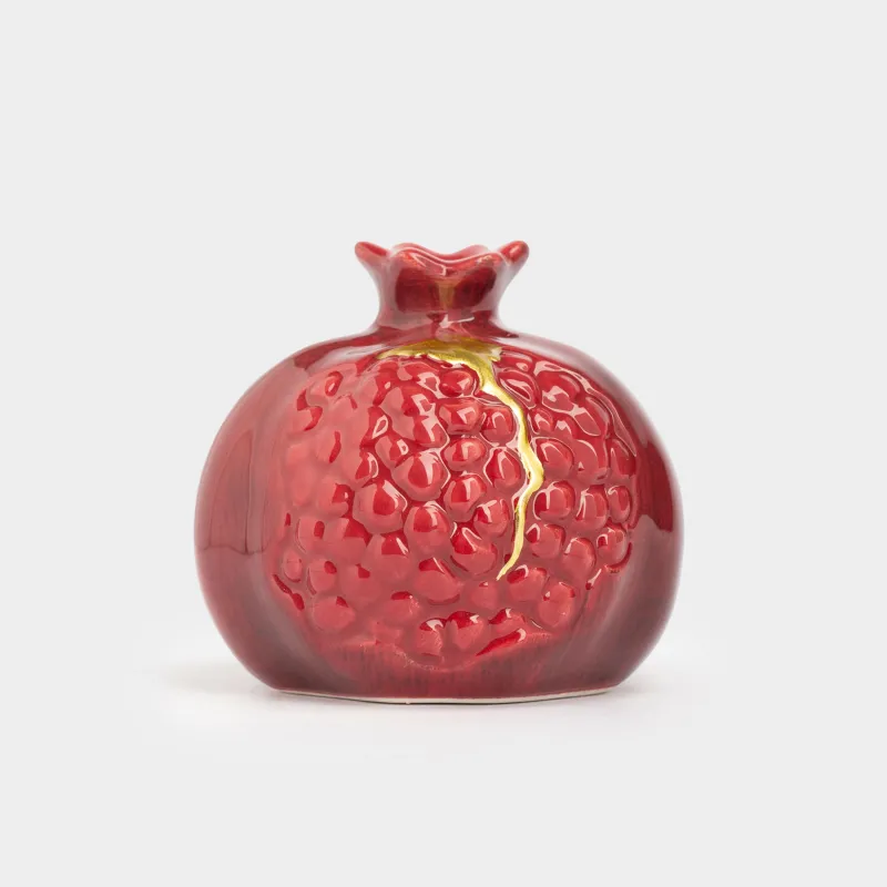 Salt or pepper container, 8 cm, ceramic, Burgundy, Pomegranate, Pomegranate