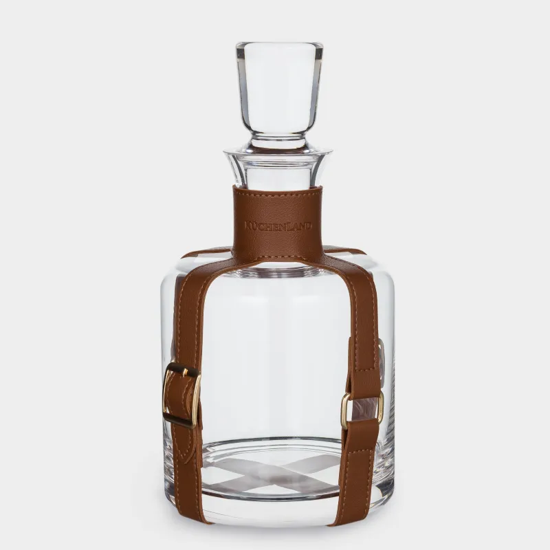Decanter, 1,1 l, glass / PU leather, Clear devo