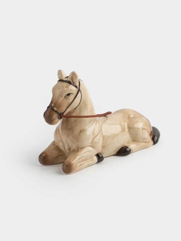Statuette, 10 cm, ceramic / artificial leather, beige, Horse, Natural horse, image-2