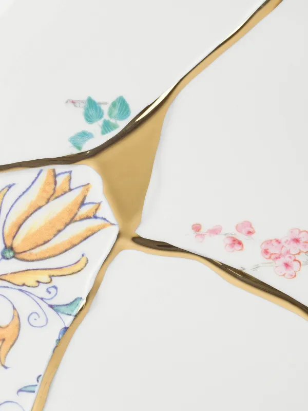 Snack plate, 21 cm, porcelain N, white and gold, Kintsugi, Kintsugi, image-4