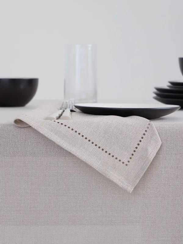 Tablecloth, 160x160 cm, polyester, beige, Hemstitch, image-3