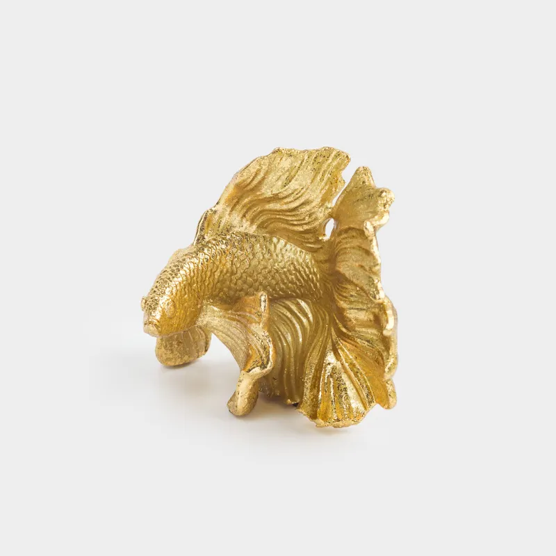 Statuette, 11 cm, polyresin, golden, Fish, Goldfish