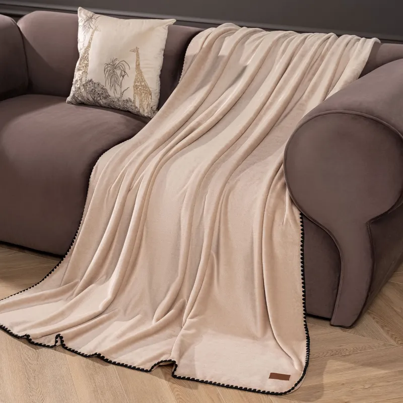 Plaid, 140x190 cm, flannel, sand, Flannel