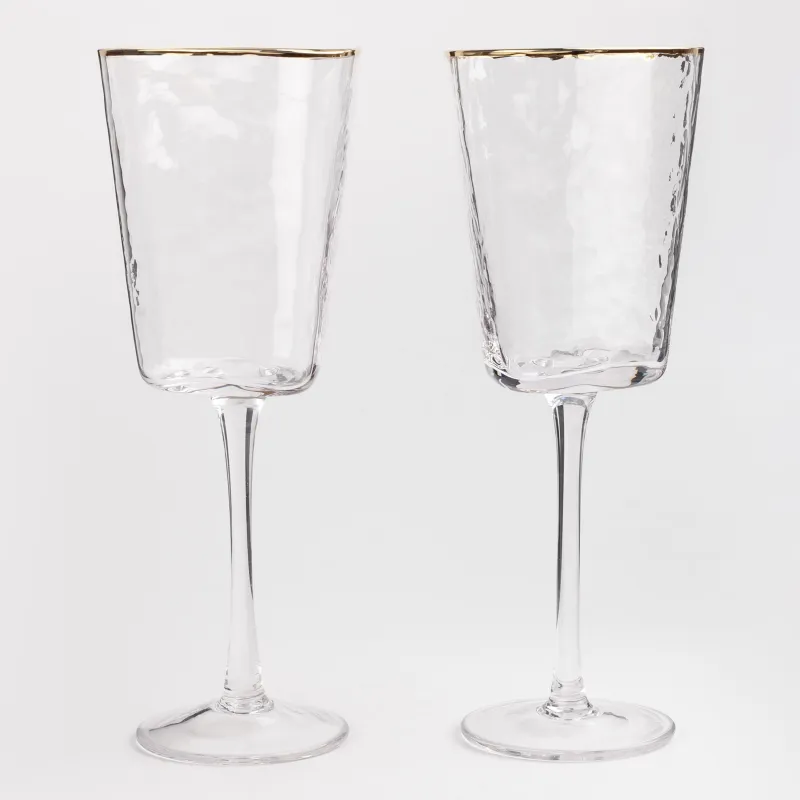 Drinking glass, 300 ml, 2 pcs, glass, with golden edging, Triangle Gold, image-1