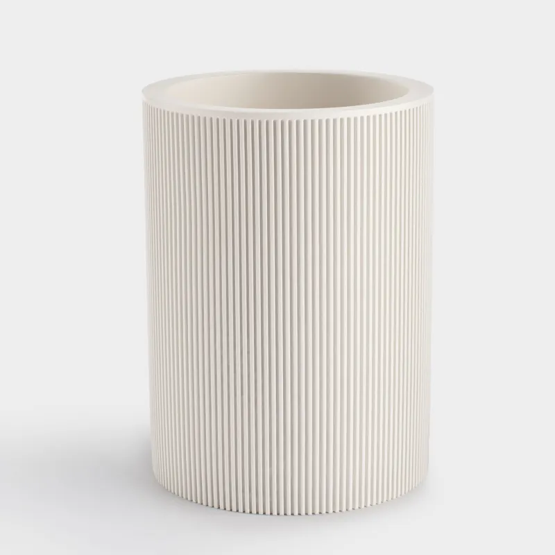 Toothbrush holder, 10 cm, polyresin, milky, White stripes