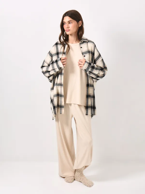 Women's trousers, homewear, size S, viscose/spandex, sand, Camaria, image-4