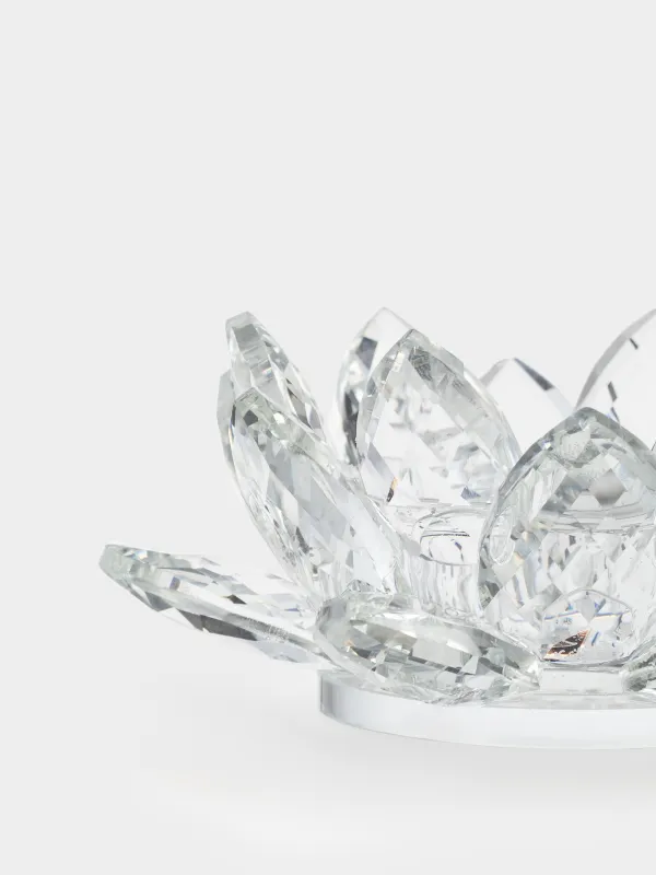 Candlestick, 11 cm, for a tea candle, glass, Flower, Crystal flower, image-1