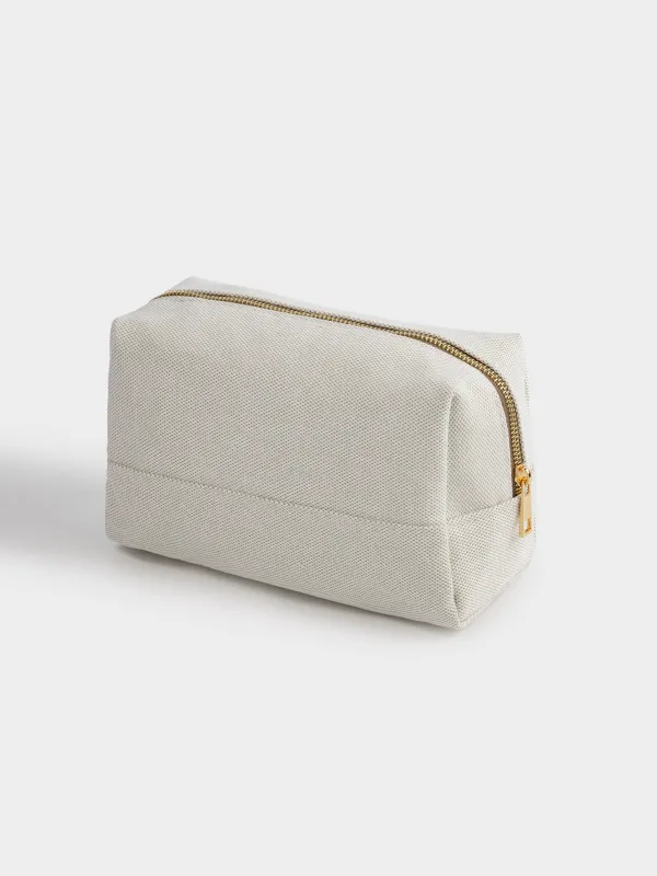 Cosmetic bag, 23x13 cm, polyester, beige, Canvas, image-3