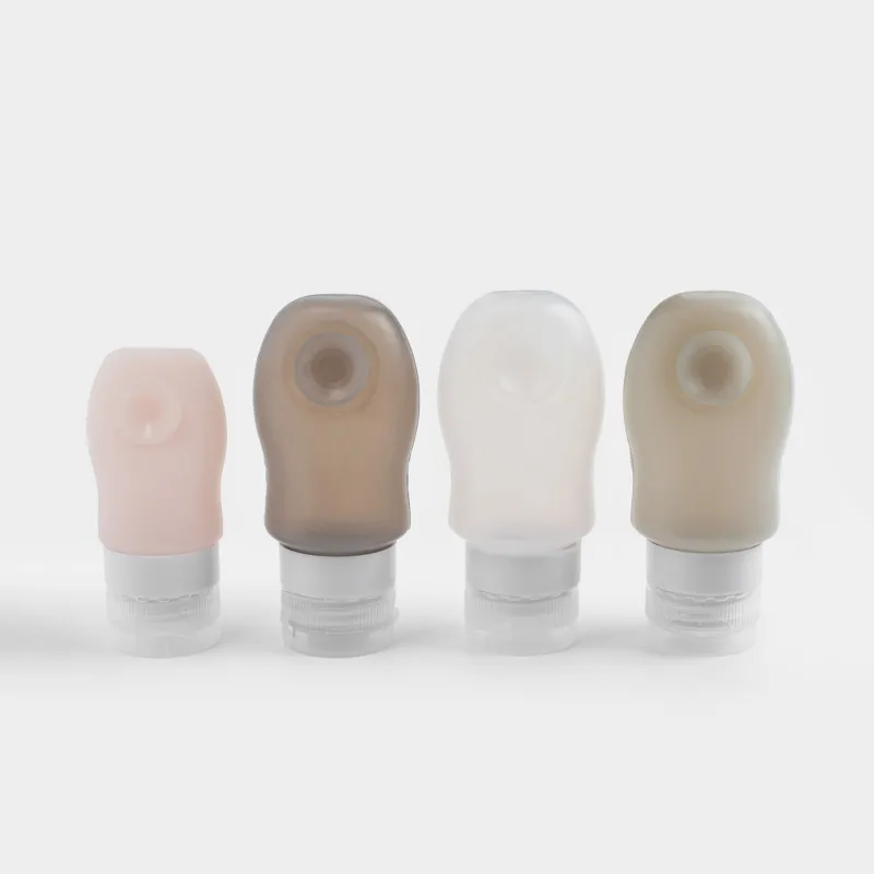 Travel Bottle Set, 4 pcs, suction cup, cosmetic bag, Silicone, Travel color