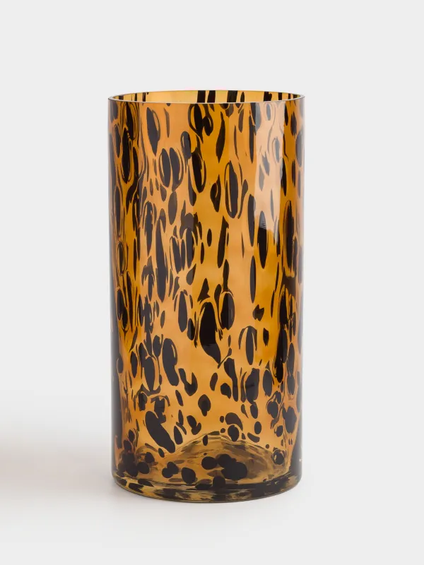 Flower vase, 30 cm, glass, brown, Animal pattern, Nors color, image-0