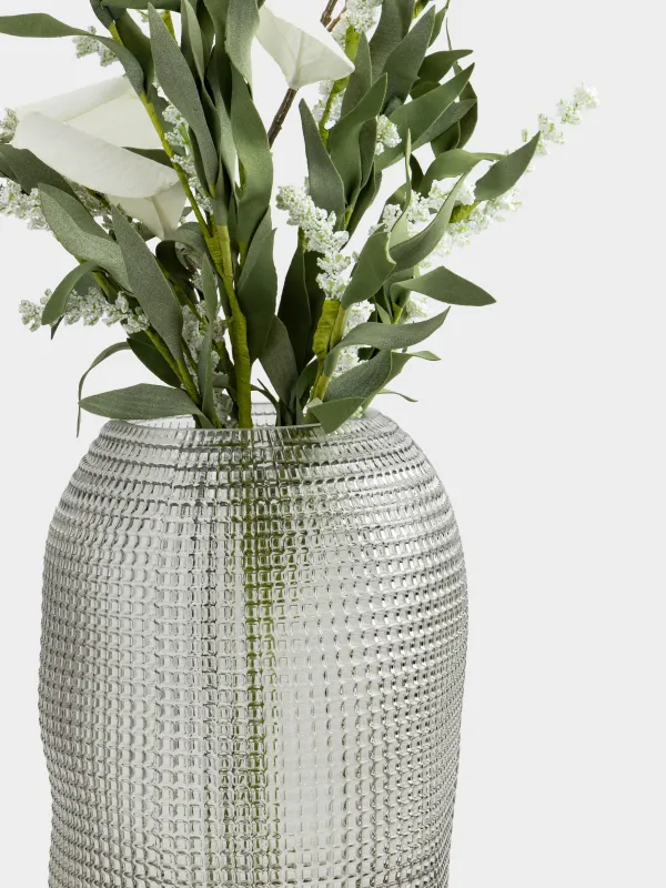Flower vase, 30 cm, glass, grey, Fantasy, image-3