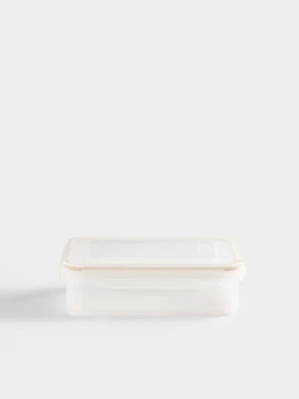 Container, 800 ml, with clips, plastic / silicone, rectangular, beige, Roomy clip, image-0