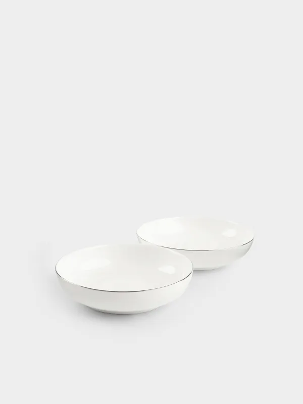 Soup plate, 20x4 cm, 2 pieces, porcelain F, white, Ideal silver, image-1