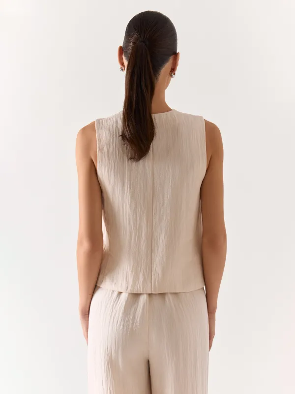 Women's vest, size S, with drawstrings, viscose / polyester, milky, Giselle, image-6