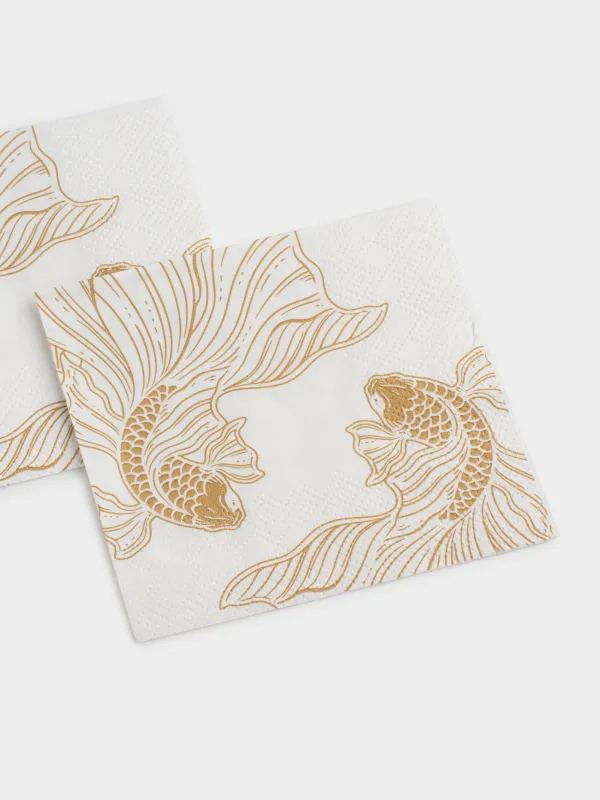 Paper napkins, 21x21 cm, 20 pcs, square, white, Fish, Goldfish, image-4