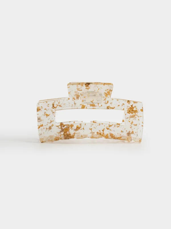 Hair clip, 10 cm, plastic / metal, gold, Crab, Glam, image-2