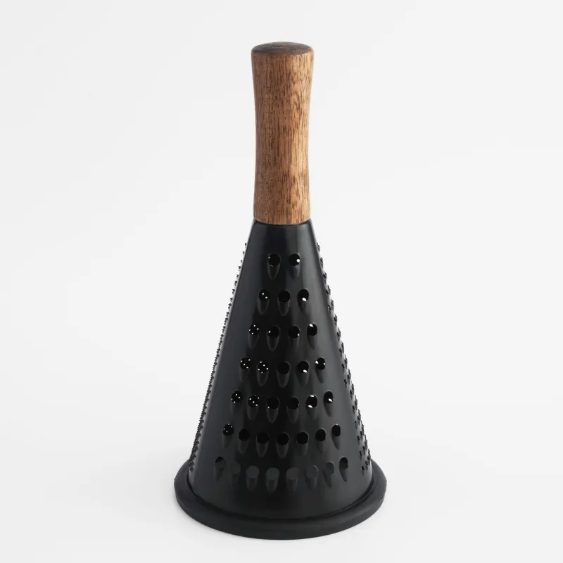 Grater, 25 cm, steel / wood, round, Black, Black style
