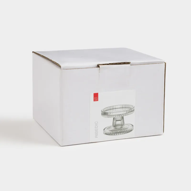 Candlestick, 9 cm, for a thin / cylindrical candle, on a leg, glass, Ribedic, image-3