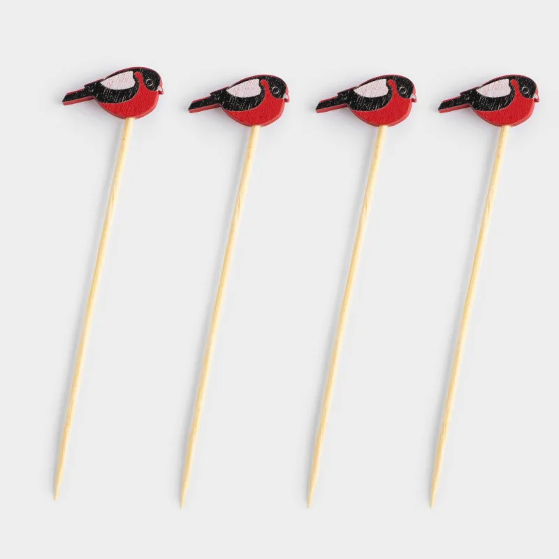 Canape skewers, 9 cm, 20 pcs, bamboo, red and black, Bullfinch, Elegant details