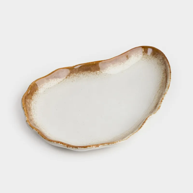 Decorative dish, 23x16 cm, ceramic, beige-brown, Oyster, Seaside