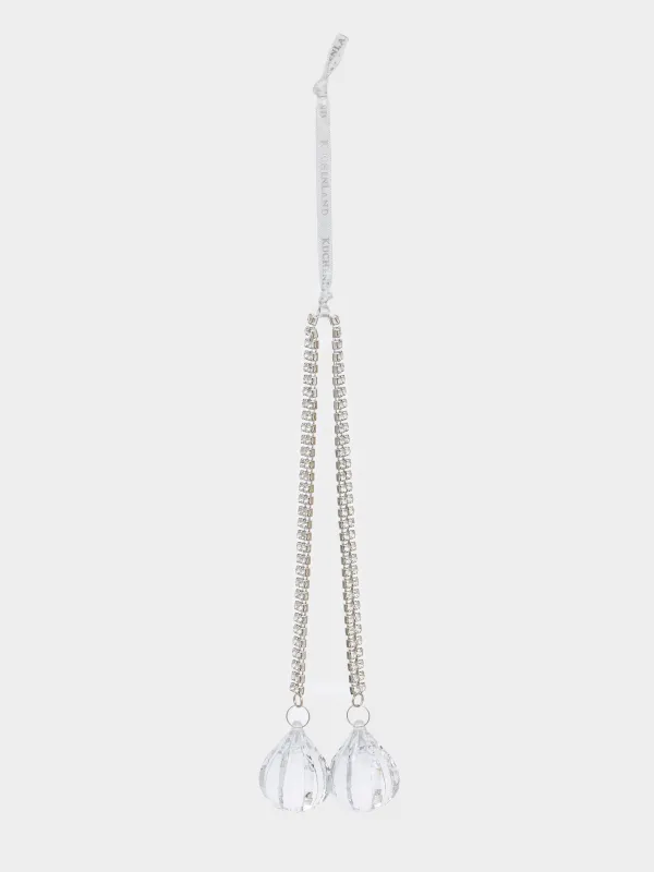 Christmas tree toy, 37 cm, plastic / metal, amber, Pendant with crystals and rhinestones, Ice crystal, image-2