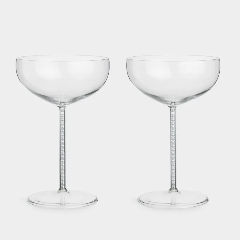 Drinking glass, 300 ml, 2 pcs, with pearls, glass / plastic, Crystal pearl