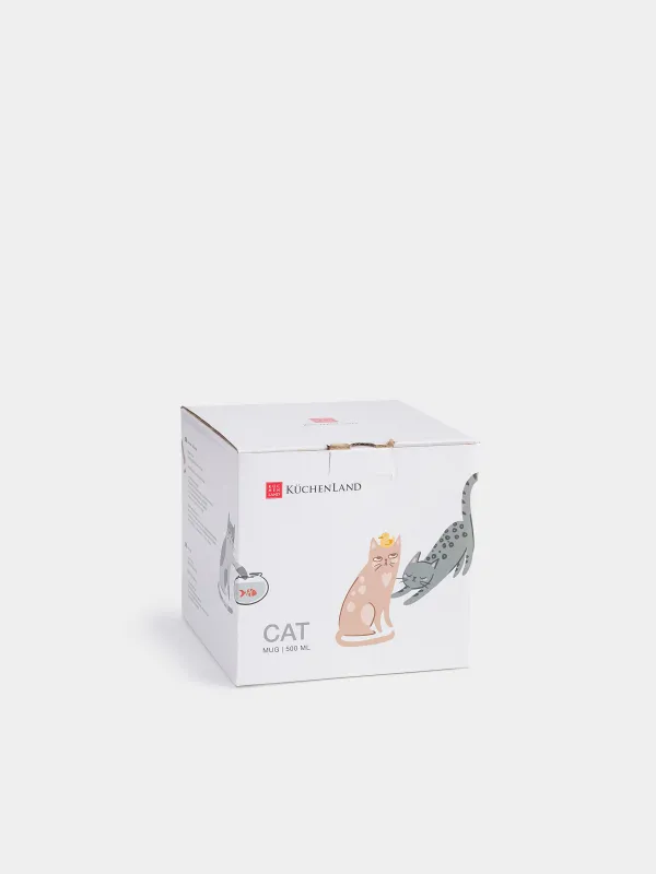 Mug, 500 ml, porcelain F, white, Cats, Cat, image-4