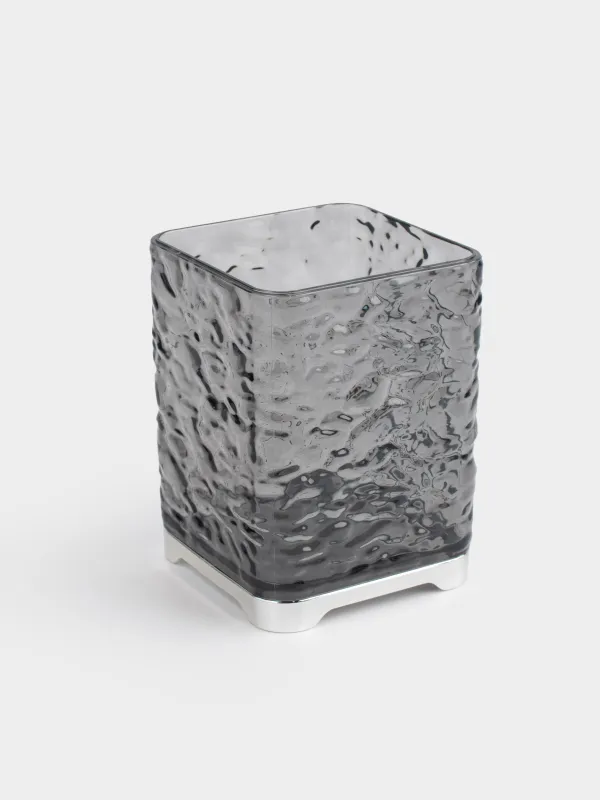 Bathroom tumbler, 10 cm, plastic, grey, Renaissance clear, image-2