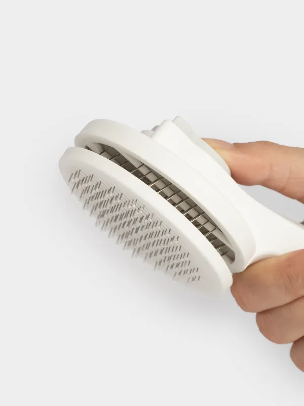 Pet hair comb, 18 cm, Self-cleaning, plastic / steel, White-gray, Ears, Pet, image-4
