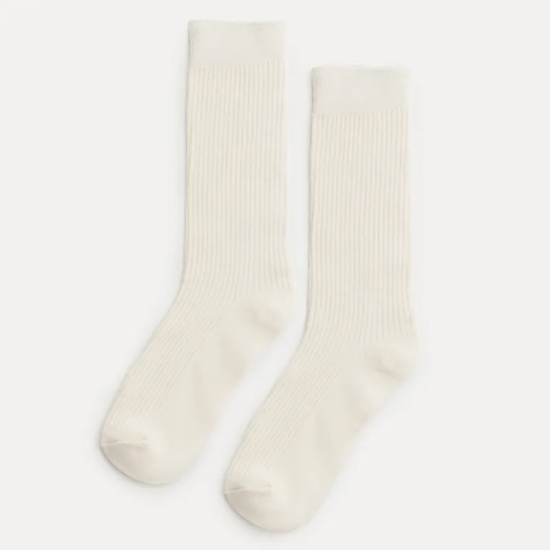 Women's socks, size 36-38, ribbed, bamboo / polyester, milk, Heddy
