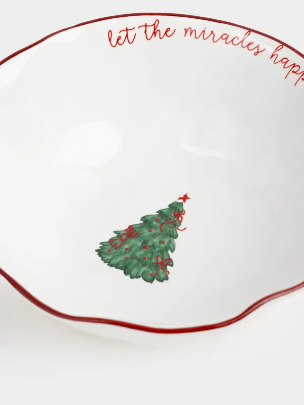 Salad bowl, 21x8 cm, 1 l, ceramic, Christmas tree with bows, Christmas tree, image-3