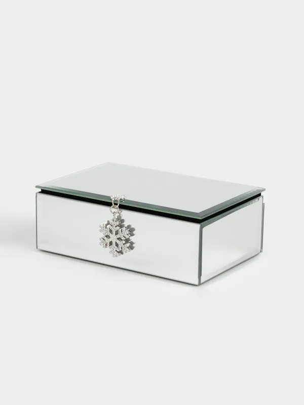 Jewelry box, 15x10 cm, glass, Mirror, Snowflake, Glossy, image-0