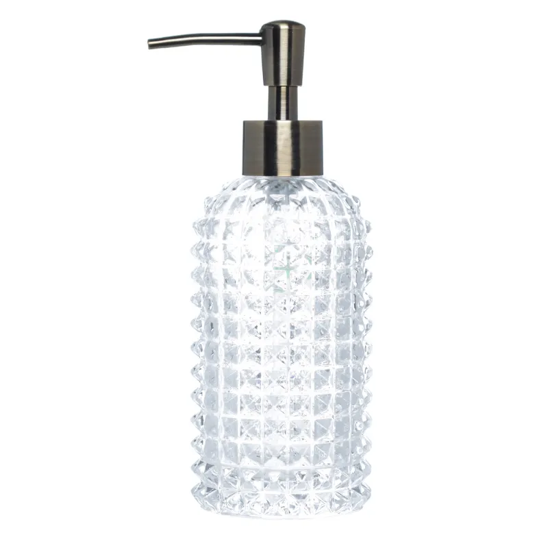Liquid soap dispenser, 350 ml, glass / metal, Diamond lights